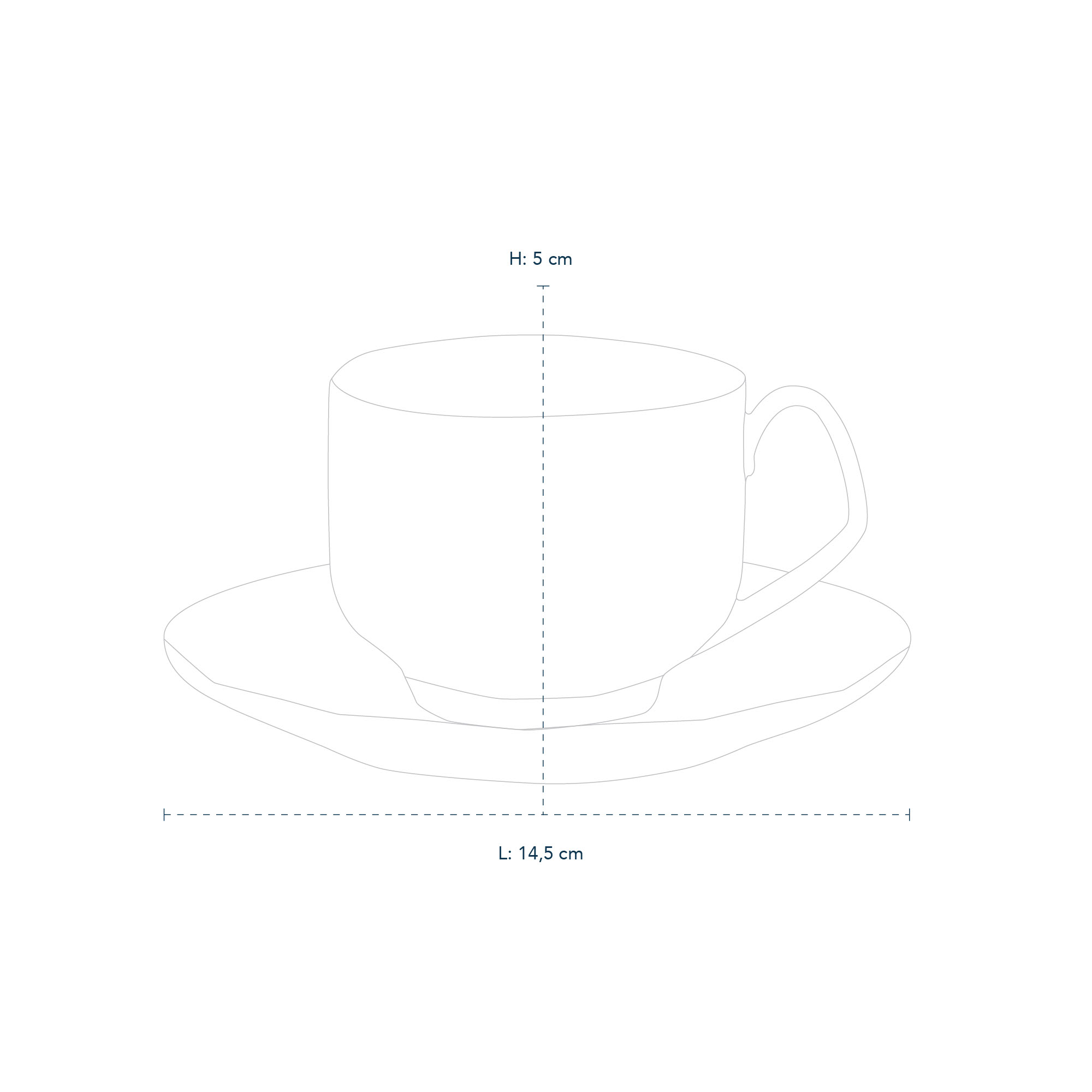 Line drawing of blomst CUP AND SAUCER LILAC 22CL